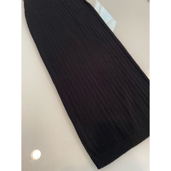 Windsor Simple Black Strapless Midi Dress Ribbed Viscose/Nylon Blend Size S - Picture 2 of 5